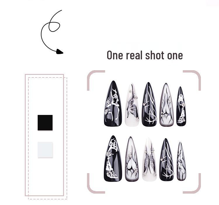 Spicy Heart Butterfly False Nails - Trendy Dark Beauty Tips