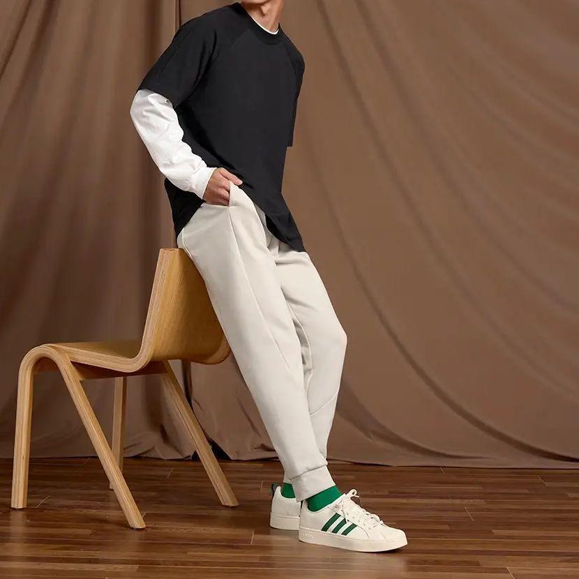 Adidas Solid Color Logo Fleece Thickened Cuffed Knitted Sports Pants Men Bottoms Phosphor-Brown HU1524