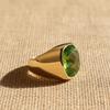 Green Peridot Signet Ring, 925 Solid Sterling Silver, Cushion Shape Gemstone Ring, Everyday Wear Jewelry