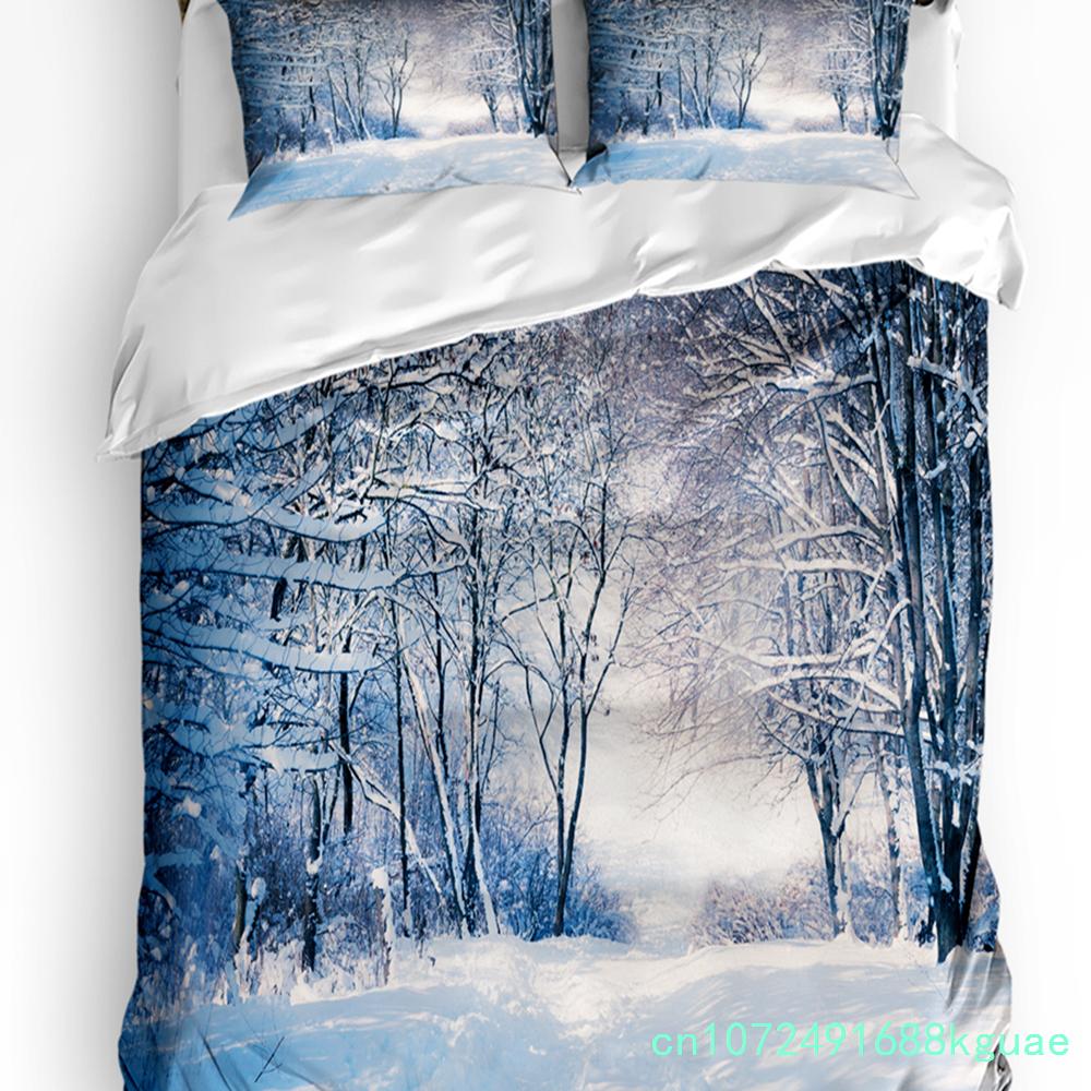 3pcs Bedding Set Canada Lake Landscape Rock Mountain Peaks Trees Duvet Cover Pillow Case Boy Kid Teen Girl Bedding Covers Set