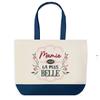 Tote Bag - PLANETEE - The Most Beautiful Grandma - Blue Background - Cotton 40x45 Cm - Large Size