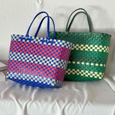 M Home, Cesta de Verduras Tejida a Mano de Gran Capacidad Bolsa de Compras Abierta Bolso de Hombro Versátil Diario para Mujer