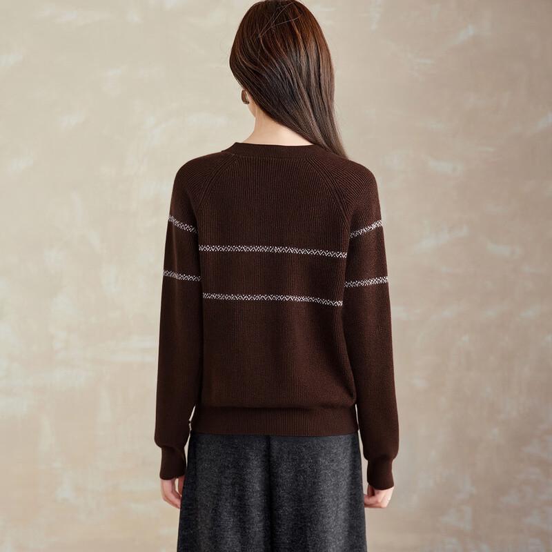 Srcr Women's 100% Wool Retro Jacquard Round Neck Sweater