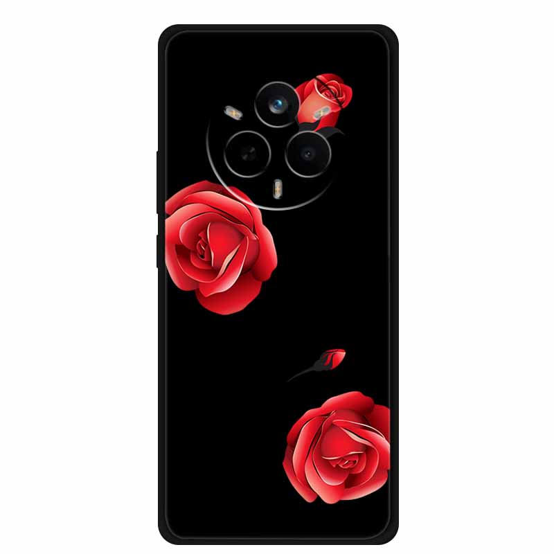 For Realme 14 Pro Case Luxury Phone Cover For Realme 14 Pro+ Cute Floral Black Silicone Soft Case TPU Funda Realme 14 Pro Plus