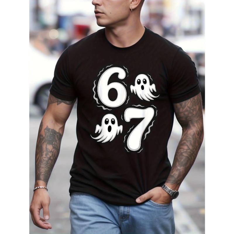 

Mens T-Shirt | Funny Design with 6 & 7 Print, Casual Crew Neck Short Sleeve Tee for Parties, Daily Wear & Outdoor - Machine Washable, All-season S чёрный