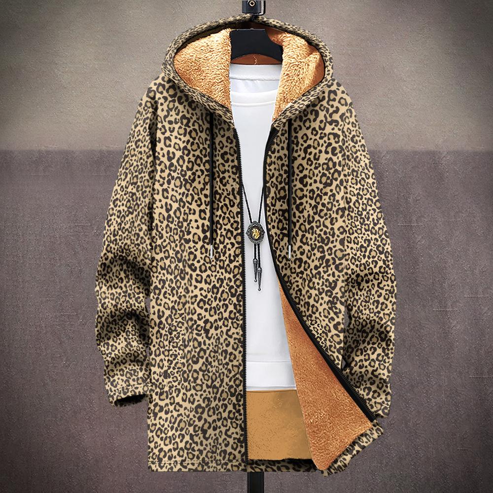 New Jacket: Multi-colored Pattern Elements, Zipper Hooded Cardigan, Thickened Winter Fleece Padded Clothes, Yellow Lining, Trendy Cotton Clothes