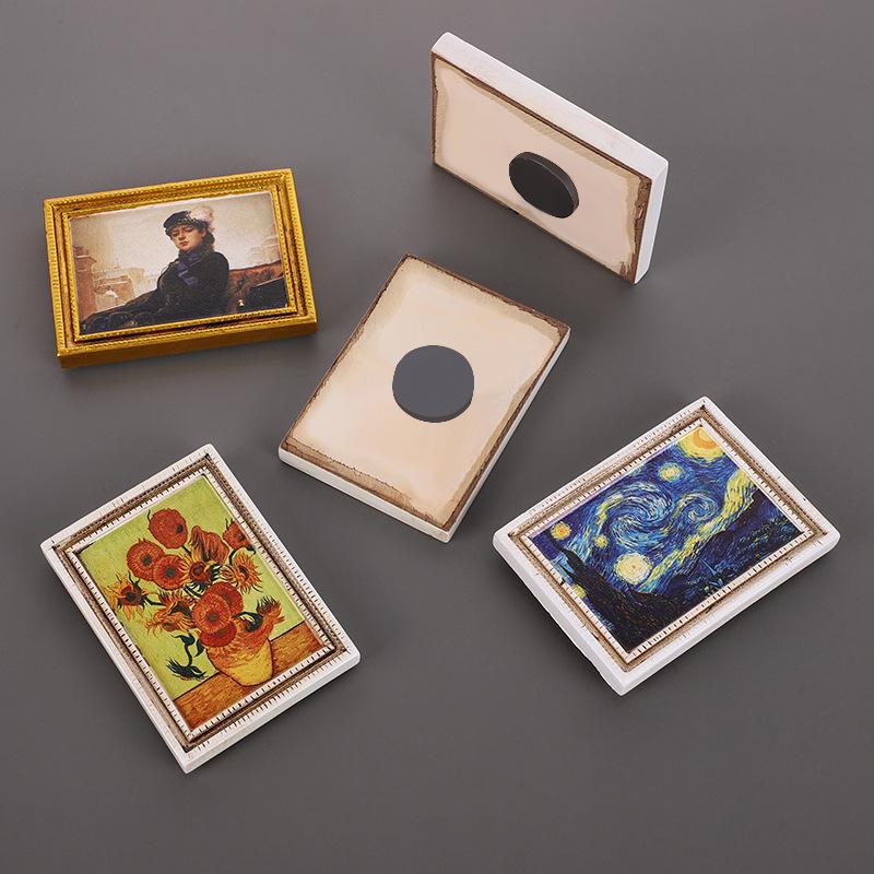 Dreidimensionaler Van Gogh Harz Kühlschrankmagnet Fotorahmen mit Ölgemälde-Design