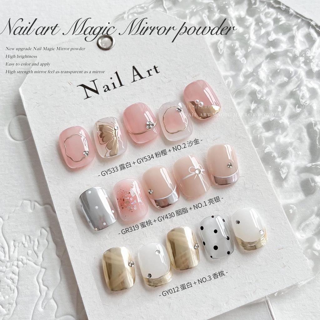 Champagne Gold & Silver Rose Mirror Nail Art Glitter Powder