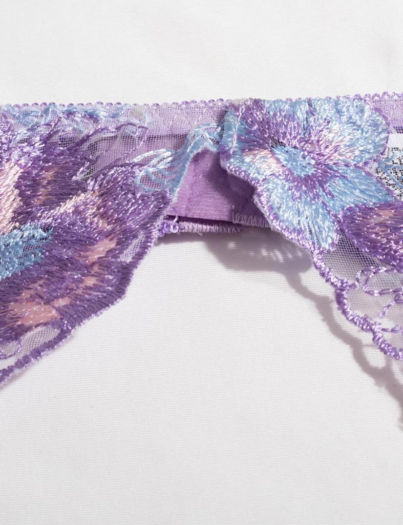[qianqu] Teddy Babydoll Strap Bra and Panty Set with Lace Garter Belt Lingerie Set