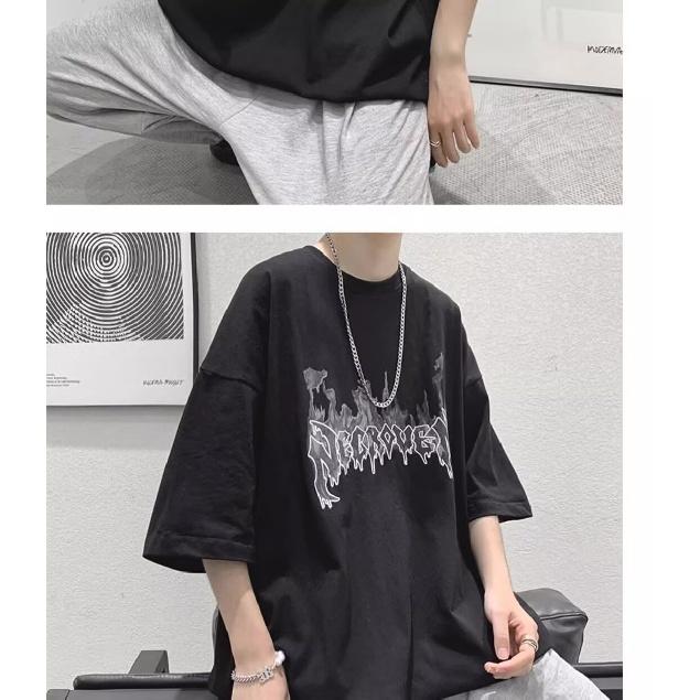 Pánské trendy tričko s krátkým rukávem s kulatým výstřihem a kulatým výstřihem na léto Volný ležérní top