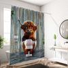 1Pc Cattle In Toilet Pattern Printed Shower Curtain, Waterproof, With 12 Hooks, Bathroom Showers, Bathtub, Home Use