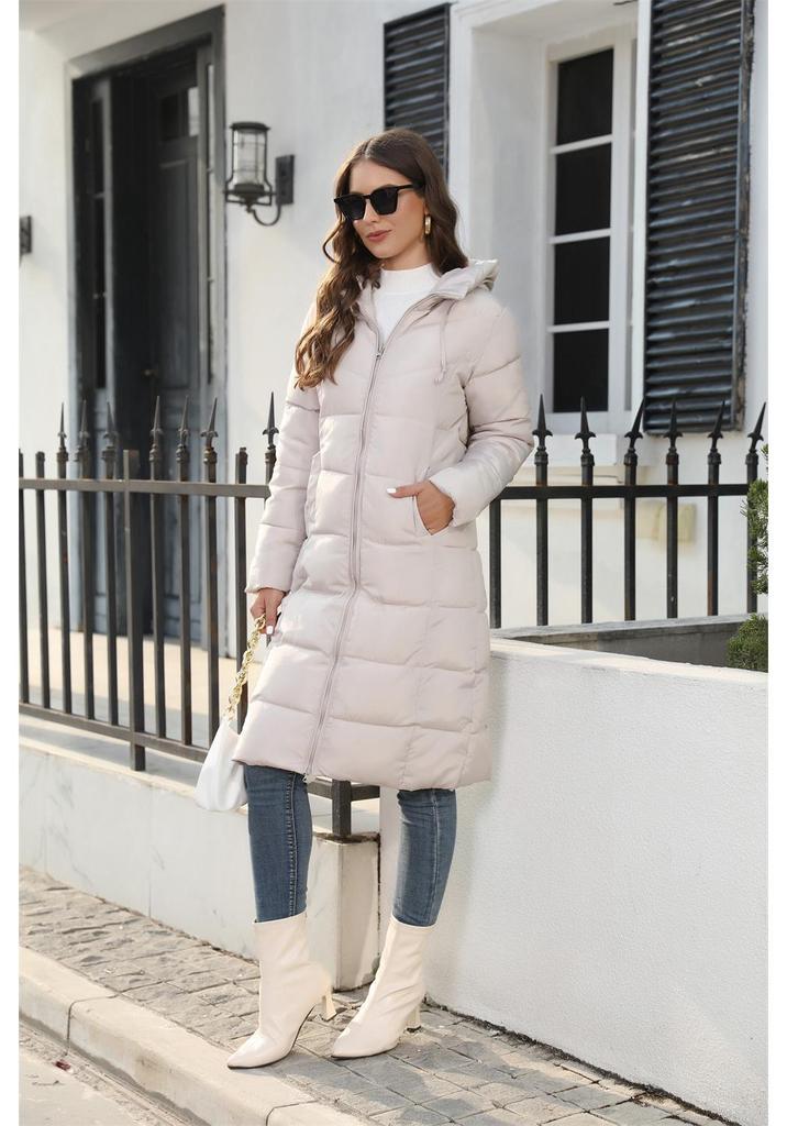Women's Winter Hooded Slim-fit Mid-length Cotton Jacket