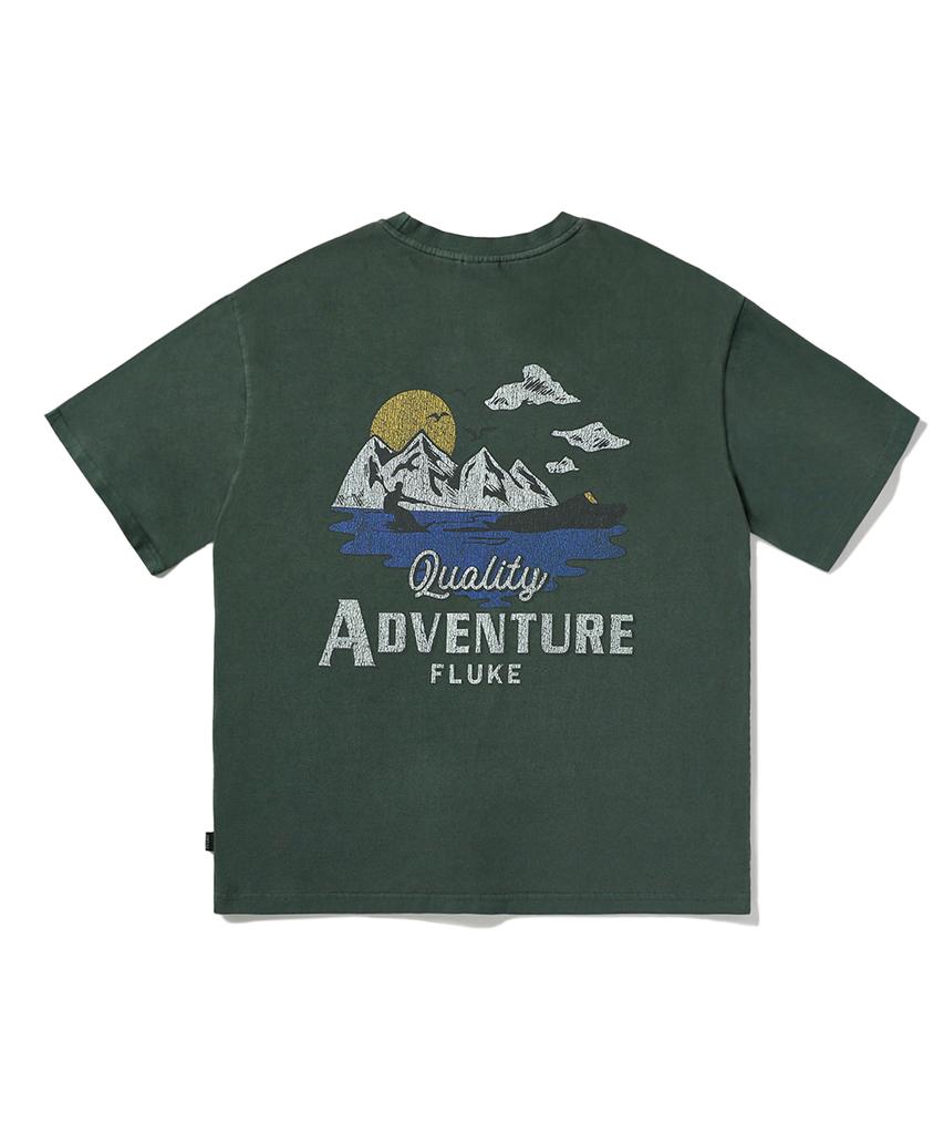 Peullukeu Mountain Adventure Crack Short Sleeve T-Shirt Blue Green Fst736