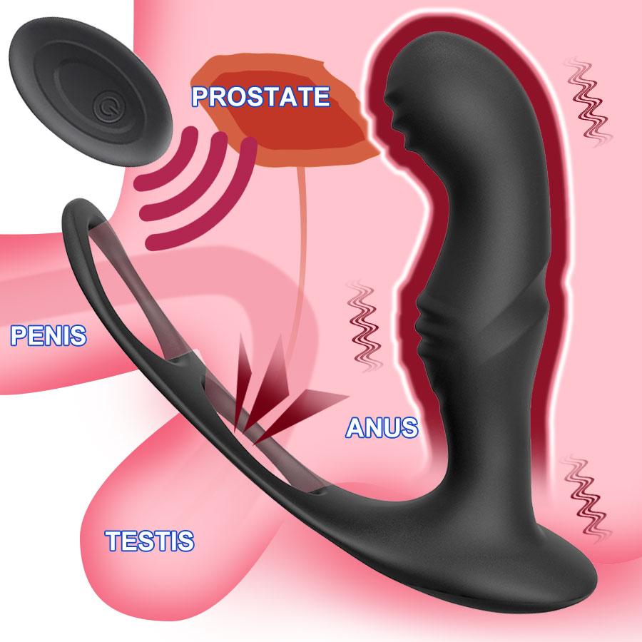 Male Prostate Massage Remote Anal Vibrator 10 Speeds Delay Ejaculation Cock Ring Testis Stimulate Anus Plug Butt Adult Sex Toys for Men