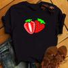 New Kawaii Fruits Strawberry Print Unisex Tshirt Tops Casual Female Shortsleeved Streetwear Black Round Neck Oversized Tshirts