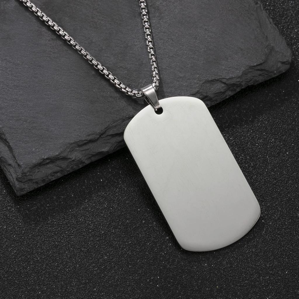Explosion-Proof Stainless Steel Blank Military Tag Pendant Necklace - Laser Engravable