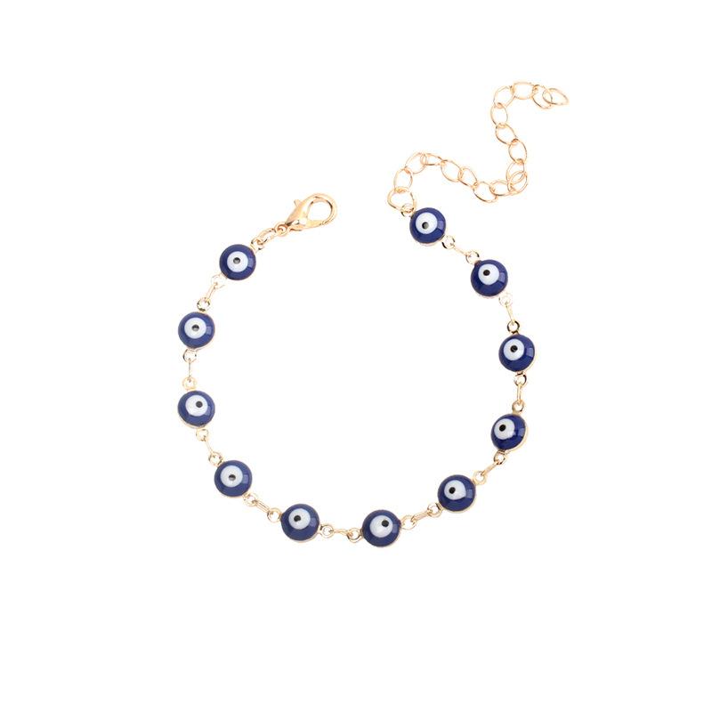 New Accessories, Bohemian Color Vintage Devil's Eye Necklace Bracelet Ankle Set