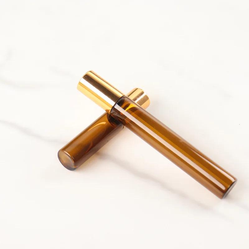5pcs 1/2/3/5/10ml Amber Roll On Roller Bottle for Essential Oils Refillable Perfume Bottle Deodorant Containers