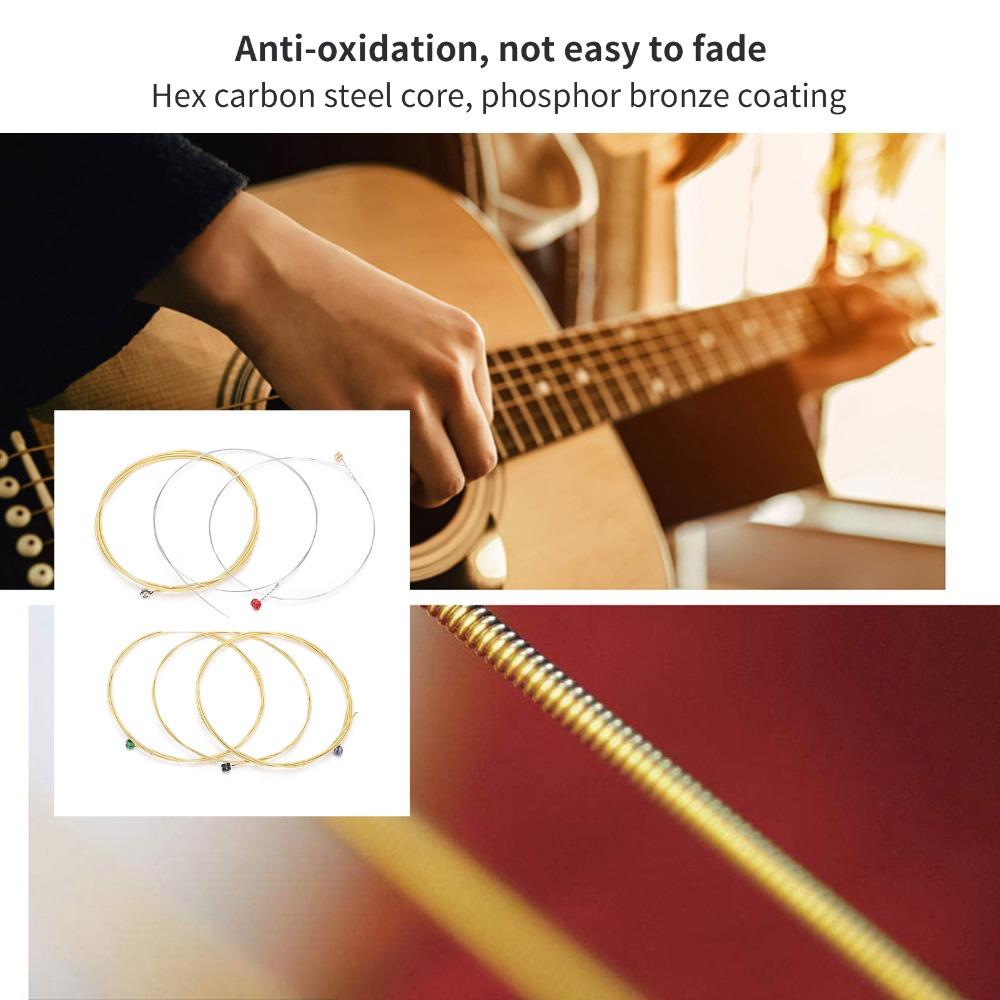 2Sets Brass Material Acoustic Guitar Strings Golden And Silver Guitar Strings For Acoustic Guitar
