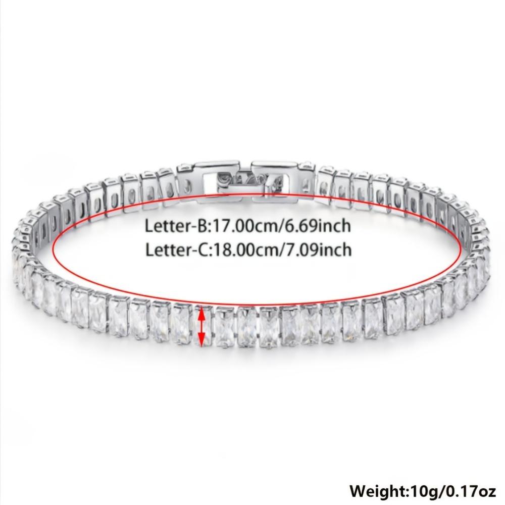 New Luxury Princess Cut 17cm Silver Color on Hand Bracelet Bangle for Women Anniversary Gift Jewelry S5776