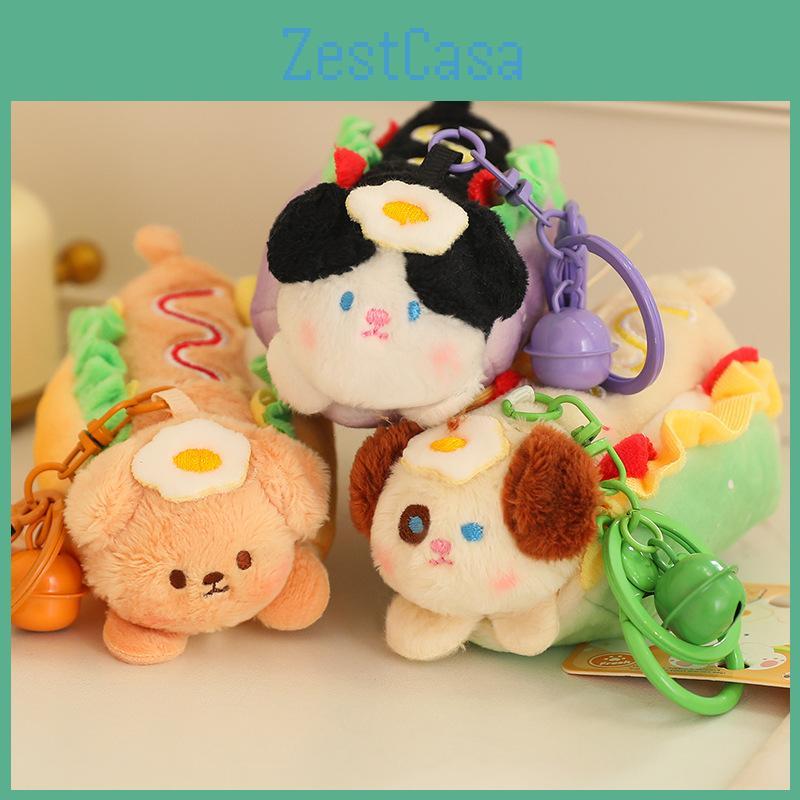 Hot Plush Dog Keychain Bag Pendant Backpack Food Animal Decoration Bakery Toy