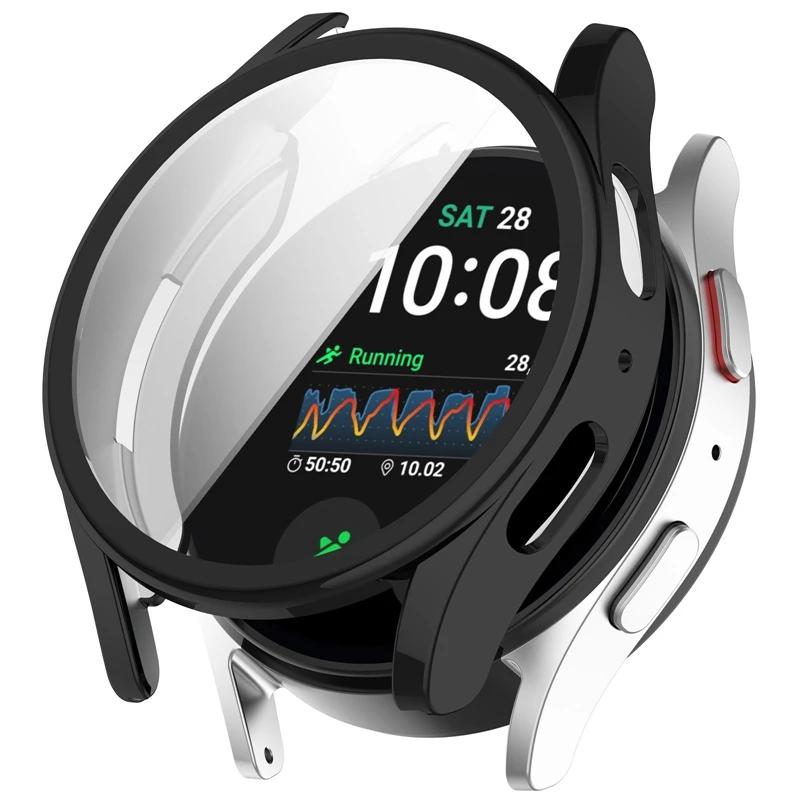 Silikonhülle Glas für Samsung Galaxy Watch 7 40MM 44MM Rundum-Displayschutz Weiche TPU-Schutzhülle Watch7 44mm Hüllen
