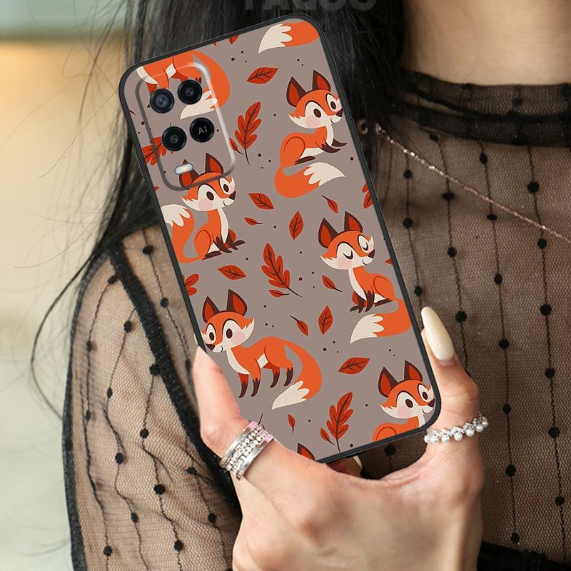 Cartoon Foxes Animal Case For Oppo A74 A94 A54 A80 A60 A40 A18 A38 A58 A78 A98 A96 A76 A16 A15 A17 A57 A77 A5 Pro