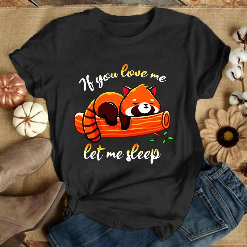 

Premium TshirtFashion Funny Panda If You Live Me Let Me Sleep Printed TShirts Women Summer Casual Short Sleeve TShirts S