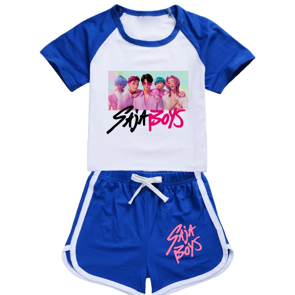 5028 Kids Girls Sajaboys POP Rumi Zoey Mira Print T-shirt Shorts Sport Tracksuit Clothes Set