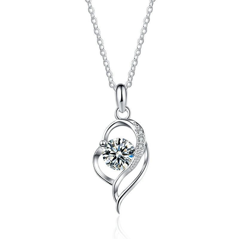 S925 Sterling Silver Heartstring Moissanite Necklace with Chain - Trendy Women s Pendant Gift, In Stock 925 Silver