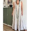 Women's Summer Fashion V-neck Solid Color Large Size Loose Long Large Swing Sleeveless Dress
