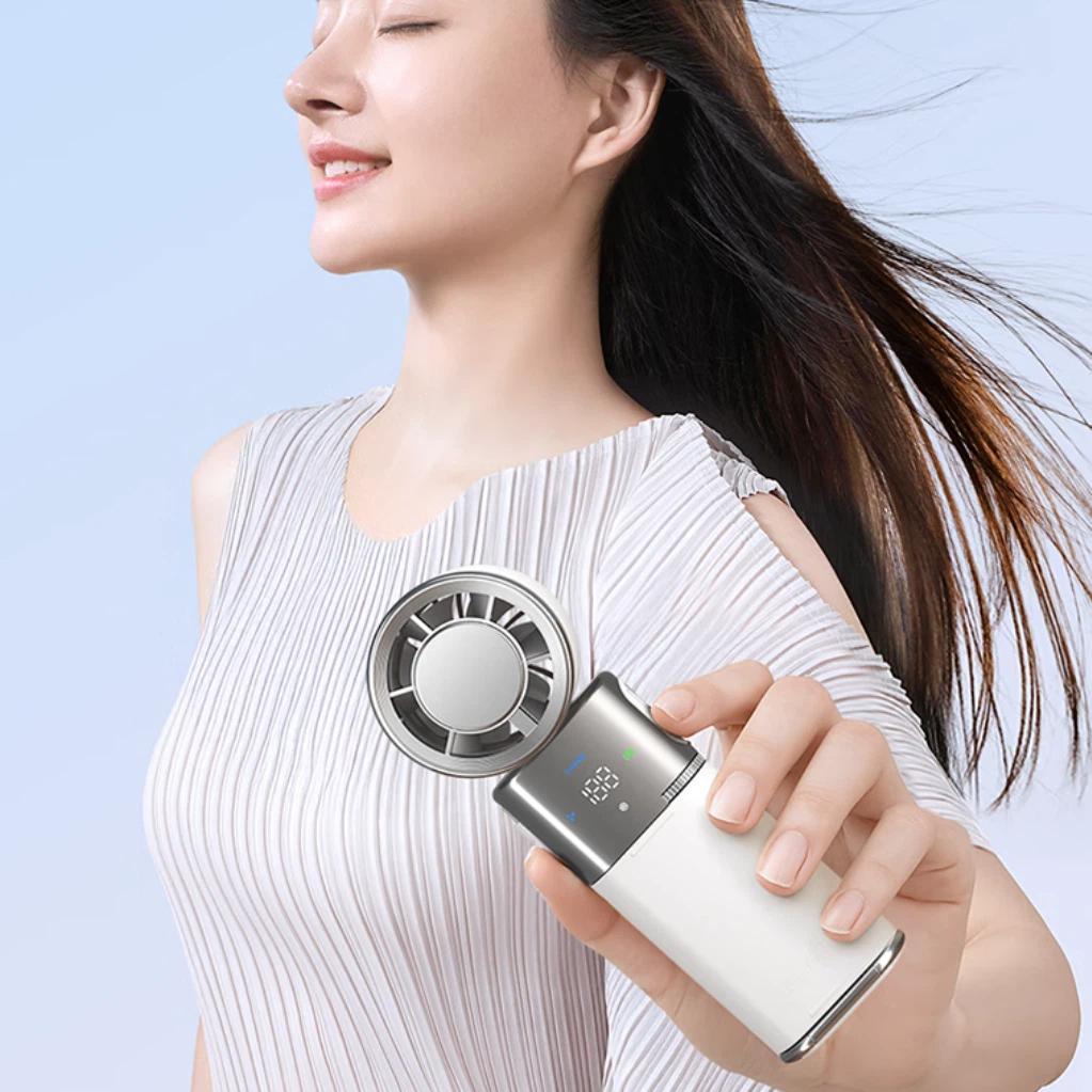 VENIDER | Built-In Retractable Cord, Handheld Mini Fan, Semiconductor Cooling, High-Speed Air Gun, Portable Foldable Small Electric Fan