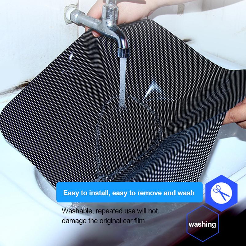 2Pcs 42x38cm DIY Car Stickers Sun Shades Sun Protection Window Cover Black PVC Sunshade Side Window Shield with Small Holes