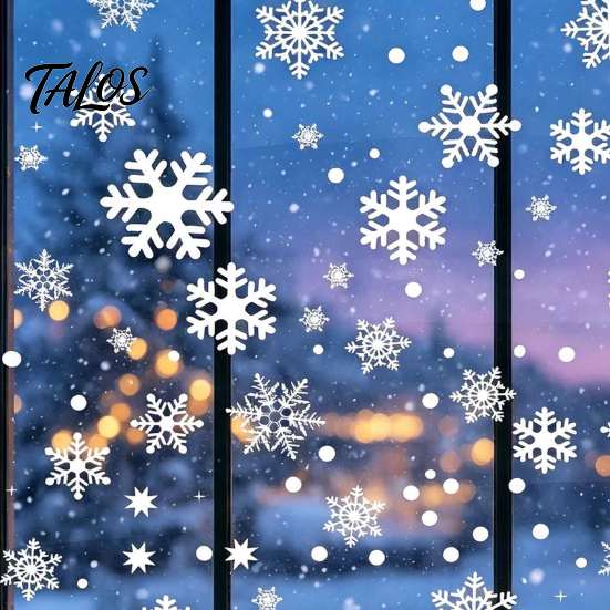 Shop Window Snowflake Displays 3PCS Christmas Static Stickers, Reusable Cling Decals, PVC Home Winter Glass Stickers Decoration Clings for Windows And