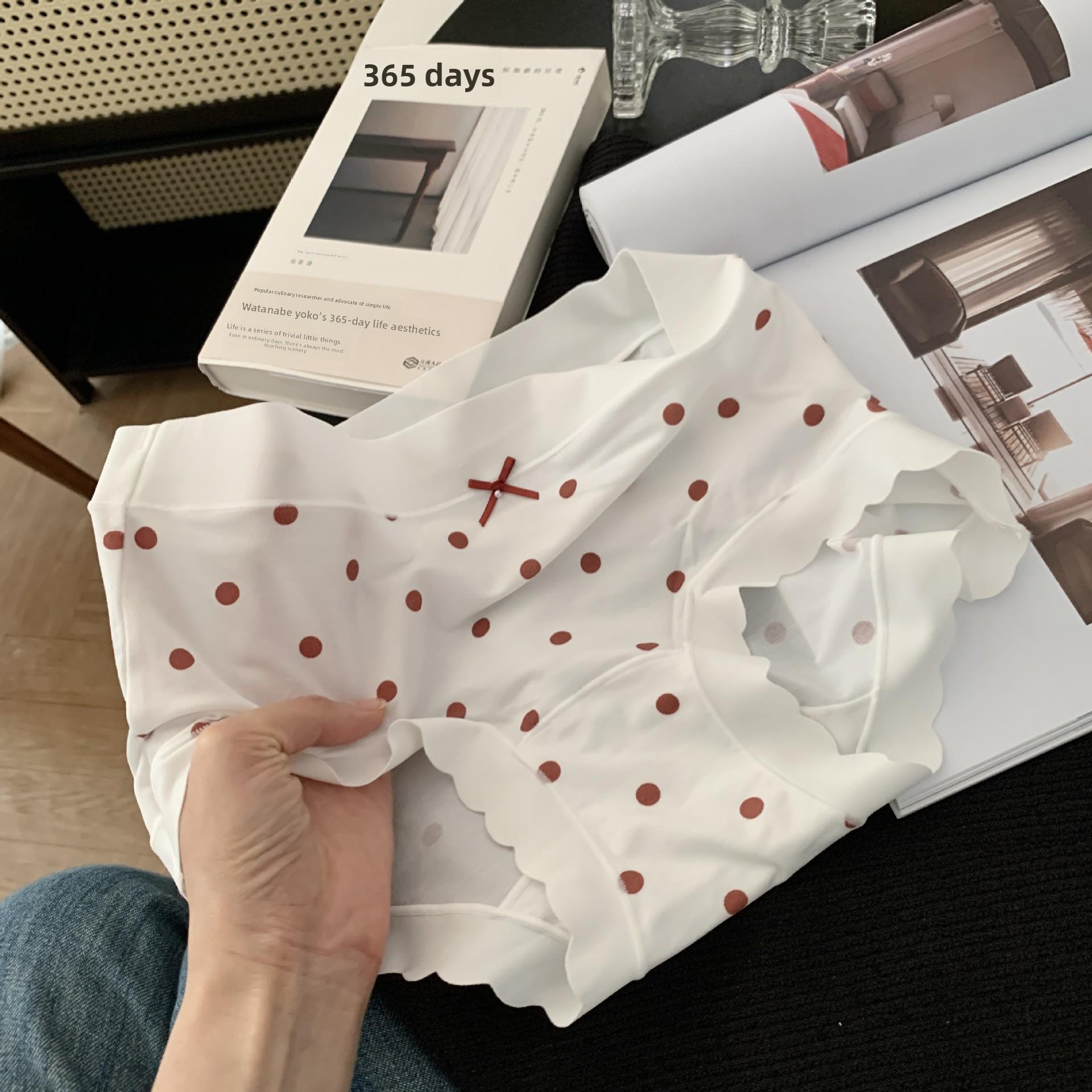 Women s Summer Polka Dot 10A Antibacterial Mode Extended Crotch Mid Waist Triangle Briefs one size