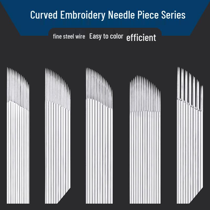 

17-Needle Curved Blades & 15-Needle Double Row for Microblading Eyebrows and Manual Shading. Single Row Curved 14 Needle