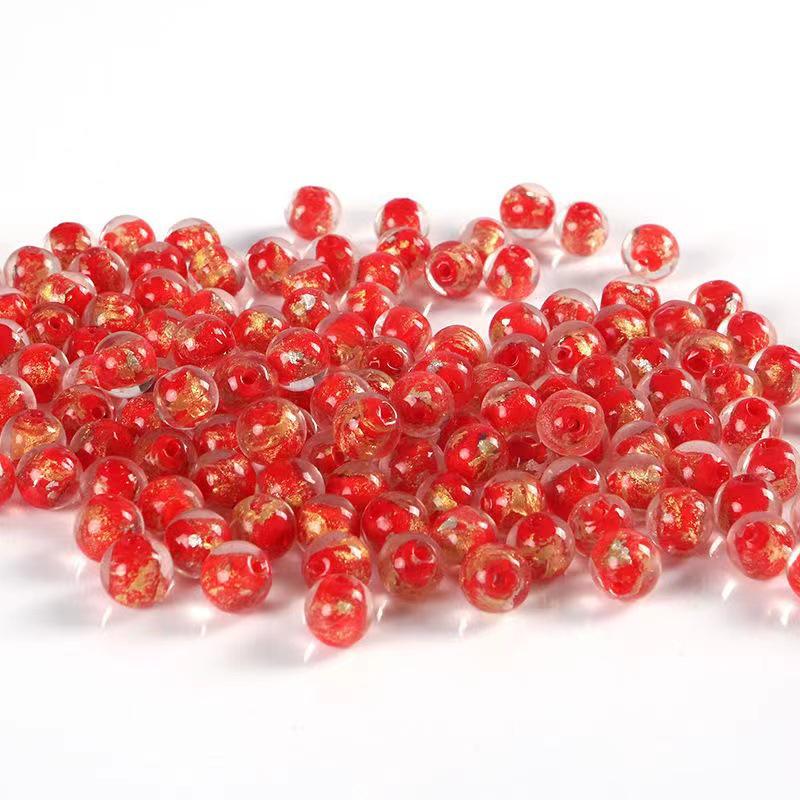 Beijing Gold Leaf Incense Ash Glazed Beads - Seven-Color Gold & Silver Loose Beads for DIY Jewelry