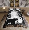 Homewish Safari Bear Deer Duvet Cover SetJungle Animal For Teens Bedding SetWoodland Wildlife Decor