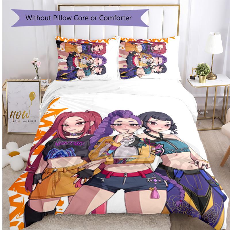 Kpop Demon Hunters Pattern Printed 3PCS Bedding Set, Soft Skin-Friendly Washable Duvet Cover & Pillowcases Set