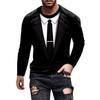 Women Faux Two Piece Suits Tops O Neck Long Sleeve 3d Print T Shirt