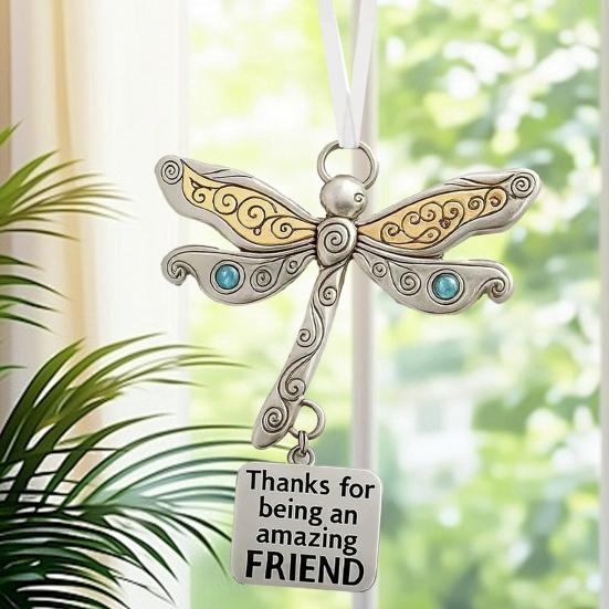 Yousheng Friendship Dragonfly Ornament Dragonfly Hanging Decoration with Sentimental Quote Friendship Keepsake Gift for Best Friends