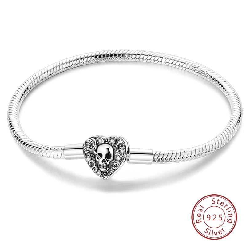 925 Silver Heart Shaped Series Love Forever Shining Zircon Bracelets Fit DIY Charm Beads Birthday Jewelry Gift