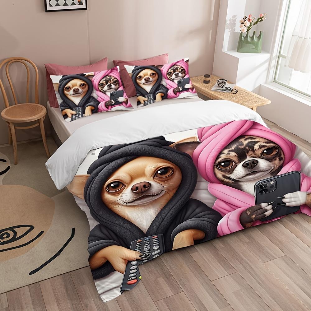 Cute Dogs Bedding Set Princess Duvet Cover Set Quilt Cover With Pillowcase For Bedroom Decor Birthday Gift For Husband And Wife