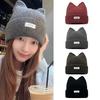 Subculture Style Knit Cat Ear Hat Elastic Windproof Hat Ear Protector Hat Warm Winter Thick Cycling Skiing Supplies