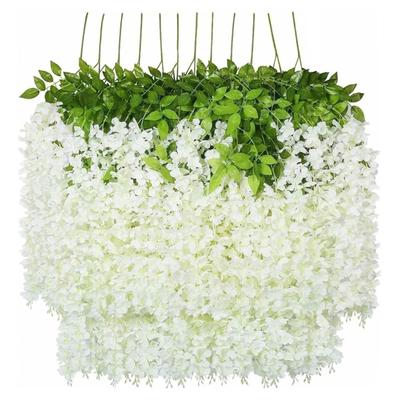 Künstliche Glyzinien, reines Weiß, exquisite simulierte Glyzinien, Dekoration für Hochzeiten im Freien, 12 Stück