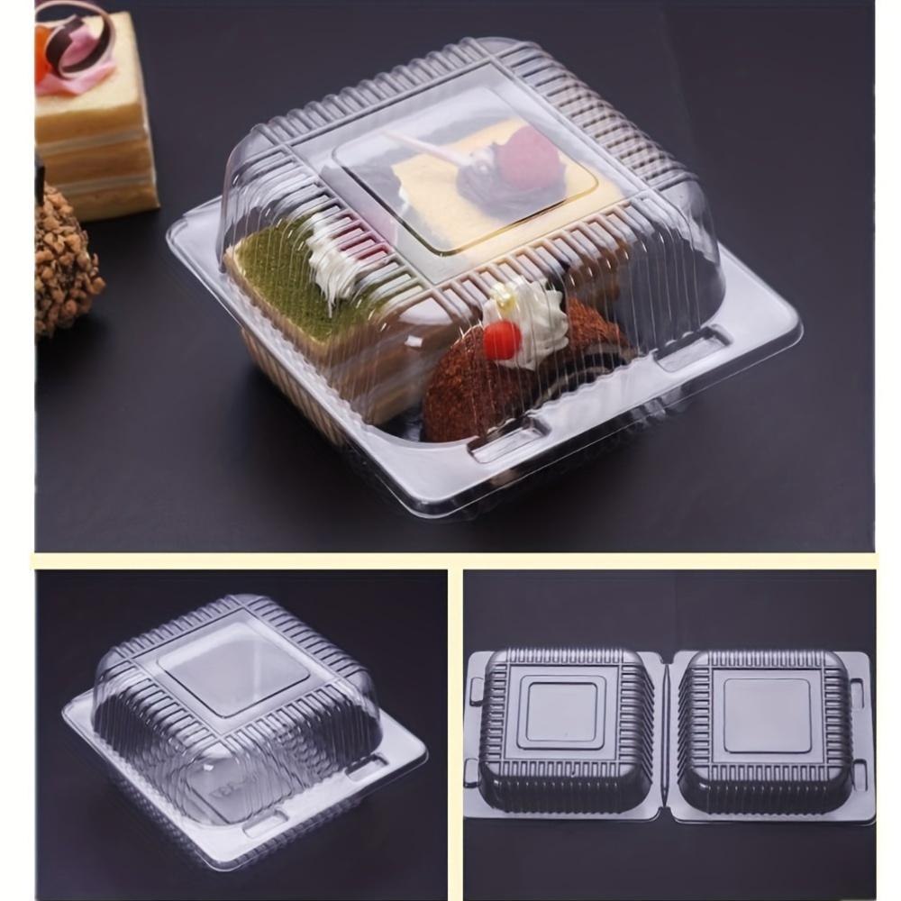 100pcs 5 X 5 Inch Clear Plastic Hinged Take Out Containers Clamshell Takeout Tray Food Clamshell Containers for Dessert, Cakes, Cookies, Salads, Pasta