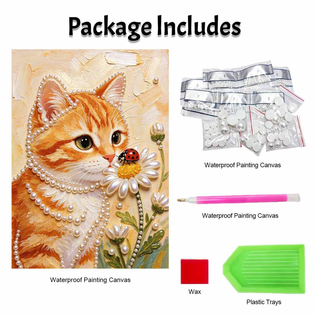 Cat Pearl Painting Handmade Diy Pearl Art Painting Stickers Home Decoration giftsCute Cat Ladybug Pearl Art Painting Stickershome Decoration Gifts