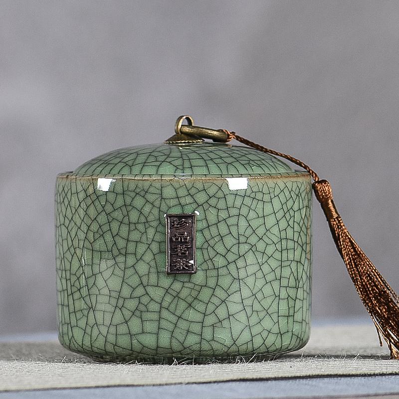 Creative Cracked Ceramic Tea Caddy with Lid Porcelain Sealed Candy Caddy Portable Tea Box Desktop Decoration Home Decoration New