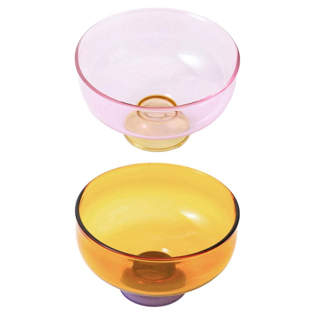 Glass Dessert Bowl Decorative Fruit Salad Bowl Footed Glass Ice Cream Bowl for Kitchen Prep Birthday Wedding Home Condiment
