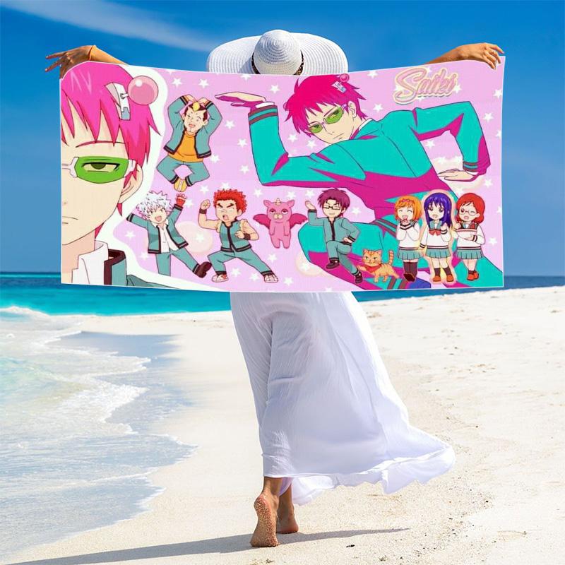 Saiki Print Beach Towel, Large Soft Quick Dry Towel for Beach Camping Swimming